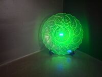 Uranium Glass Floral Design Plate