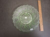 Uranium Glass Floral Design Plate - 2
