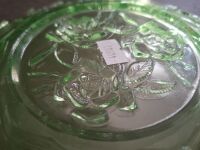 Uranium Glass Floral Design Plate - 4