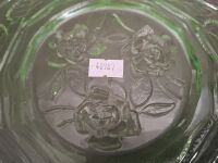 Uranium Glass Floral Design Plate - 5