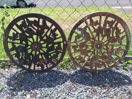 2 x Iron Cart Wheels