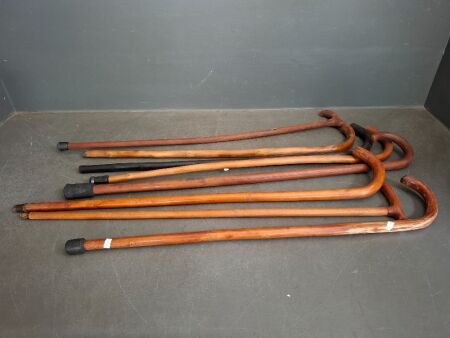 Selection of 8 Mixed Wooden Walking Sticks