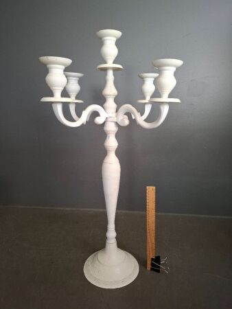 Large White 5 Point Candelabra