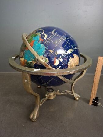 Large Semi-Precious Globe with Brass Cradle