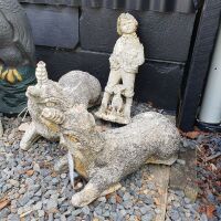 Collection of 8 Concrete & Terracotta Garden Statues inc. Gnomes, Totems, Birds etc - Some As Is - 3