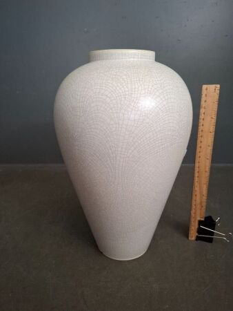 Large White Vase with Crackle Glaze