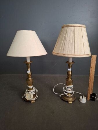 Pair of Brass Bedside Table Lamps