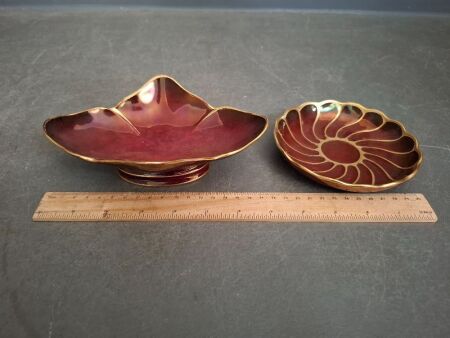 Carltonware Rouge Royale Hand Painted Gold Dish & Plate