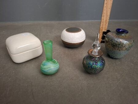 Various Ceramic & Glass Trinket Vases & Trinket Boxes