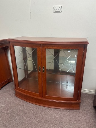 Display Cabinet with Convex Front, Glass Doors & Embossed Pattern
