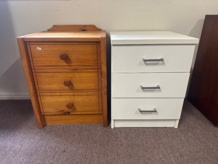 3-Drawers Bedside Table + Small White Chest of 3 Drawers