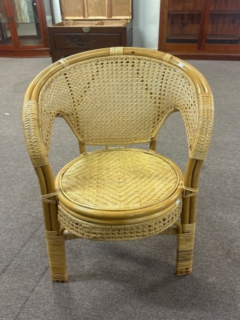 Lacquered Cane and Rattan Armchair