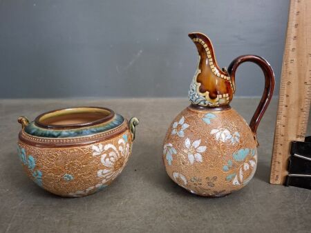 Doulton Lambeth Slater Ware England Jug and Bowl