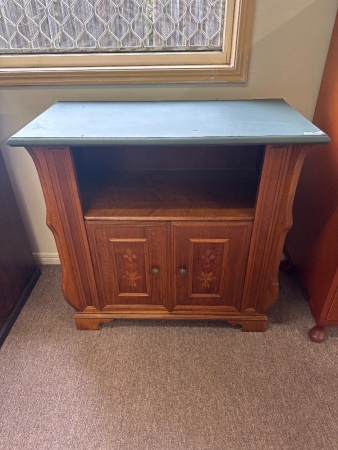 Vintage TV Unit with Ornate Doors