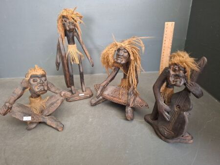 4 Wooden Surf God Figurines