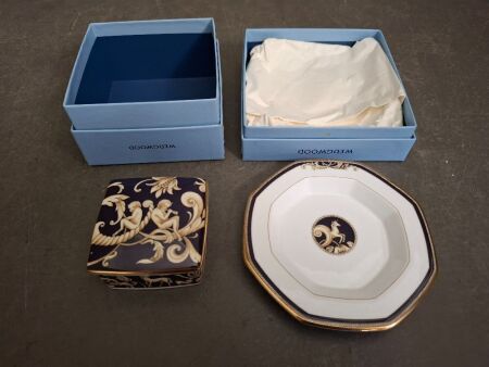 Wedgwood Cornucopia Fine Bone China Miniature Plate & Trinket Box