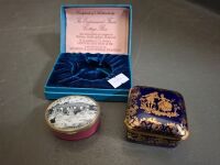 Limoges France Trinket Box & The Experiment Farm Cottage Box Limited Edition 212/250 by Bilston & Battersea Enamels