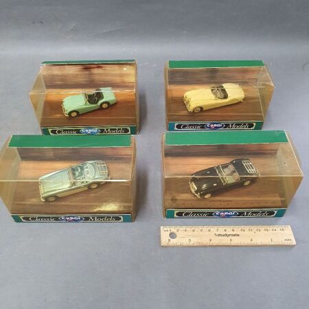 4 X Boxed Classic Corgi Models - Austin Healey, Jaguar XK120, MGA, Triumph