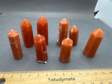 8 Orange Calcite Healing Crystal Points - From Madagascar