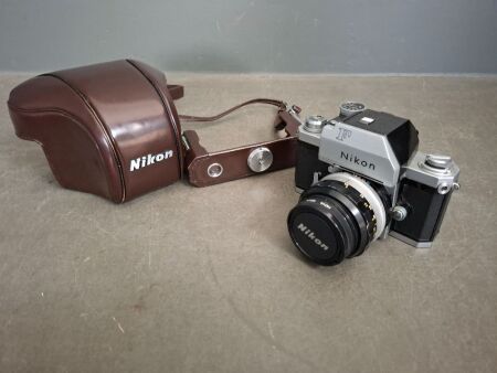Vintage Nikon F Film Camera in Leather Case
