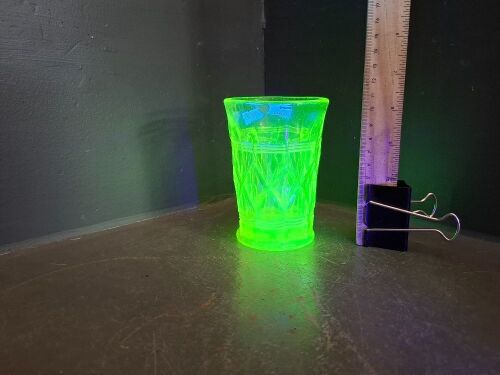 Vaseline Uranium Glass Art Deco Cup