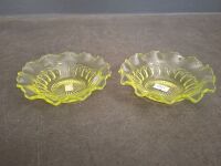 2 Vaseline Uranium Glass Candy Dishes - 2