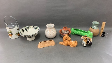 Box Lot of Asstd Mid Century and Contemporary Ceramics from Australia, W.Germany, Japan etc