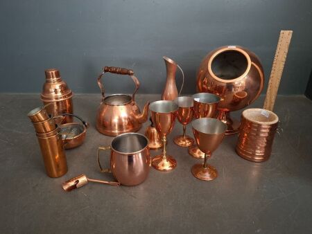 Large Lot of Assorted Copper Ware