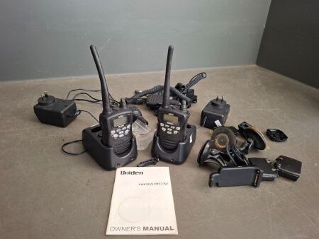 Pair of Uniden Walkie Talkie Set - Incs Extra Parts/Equipments