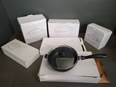 Boxed Pots, Saucepans & Dish - as new