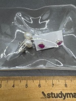 2 Pairs of Earrings - 1 with Ruby Gemstones + 1 with Pearl Gemstones
