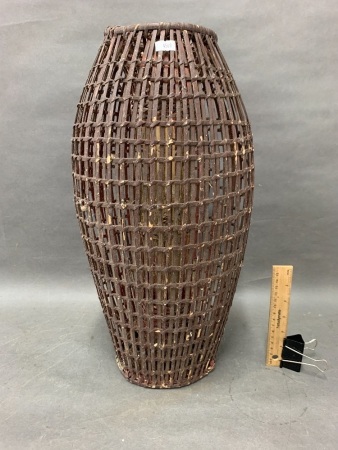 Vintage Split & Woven Cane Basket Fish Trap