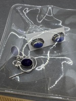 2 Pairs of Earrings - 1 with Amethyst Gemstones + 1 with Lapis Lazuli Gemstones - 2