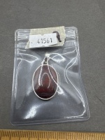 Sterling Silver Pendant with Fossil Dinosaur Bone Gemstone - From Madagascar
