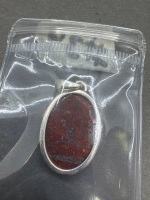 Sterling Silver Pendant with Fossil Dinosaur Bone Gemstone - From Madagascar - 3
