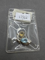 2 Sterling Silver Pendants - 1 with Blue Topaz Gemstone & 1 with Citrine Gemstone
