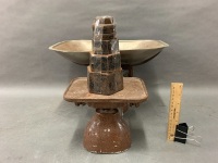 Set of Vintage Cast Alloy Ajax Balance Scales with Set of Iron Weights - 4