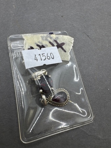 2 Sterling Silver Pendants with Garnet Gemstones