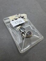 2 Sterling Silver Pendants with Garnet Gemstones - 2