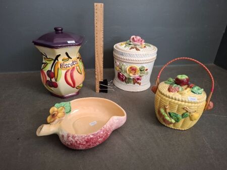 4 Fruit and Veg Inspired Ceramic Canisters