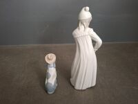 Nao by Lladro Girl with Torn Night Gown Porcelain Figurine & Vintage Cascades Porcelain Dog Figurine - 3