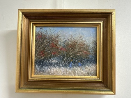 Hawthorn Hedges Oil on Board by Dorothy Mckay