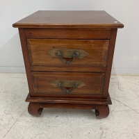 Contemporary Asian Style Bedside Cabinet with Heavy Brass Fittings