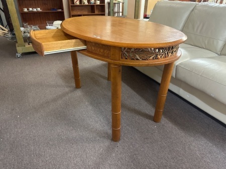 Bamboo Style Wooden Table with Handcarved Detailing