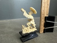2 x Asian Ivory Pieces- figurine, spoon and fork - 3