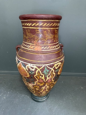 Xlarge Mediterranean Hand-Painted Terracotta Floor Vase