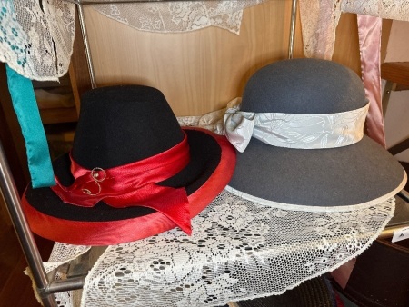 Shelf lot of handmade hats