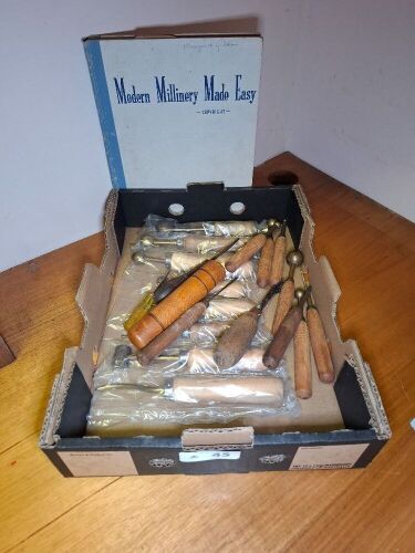 Boxed Lot of Millinery Tools