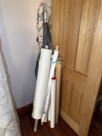 Assorted rolls of inlays and curtain material