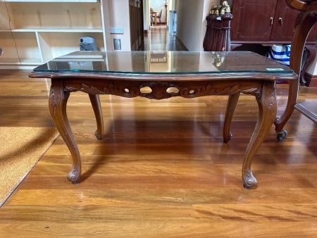 Wooden Coffee Table with Glalss Top
